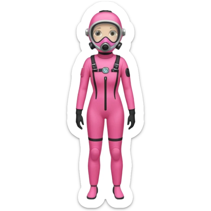 woman diver full body with pink diver suit, diver mask and oxygen tank
 sticker