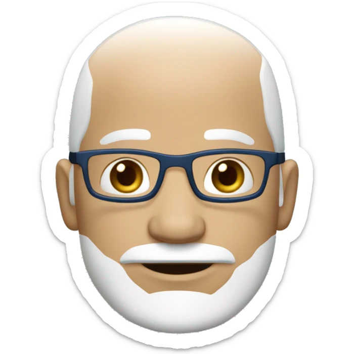 Cartoon character in Bitmoji style white bald little hair male, around 40 years old The character is wearing a blue cap sticker