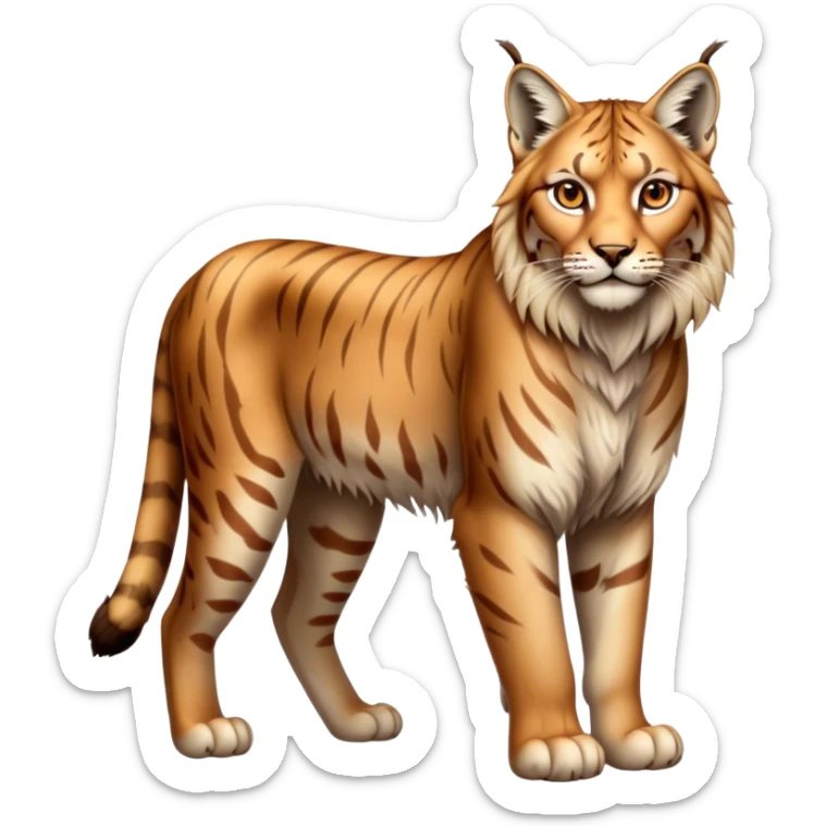 Lynx, full body in the style of the apple tiger and lion, realistic sticker