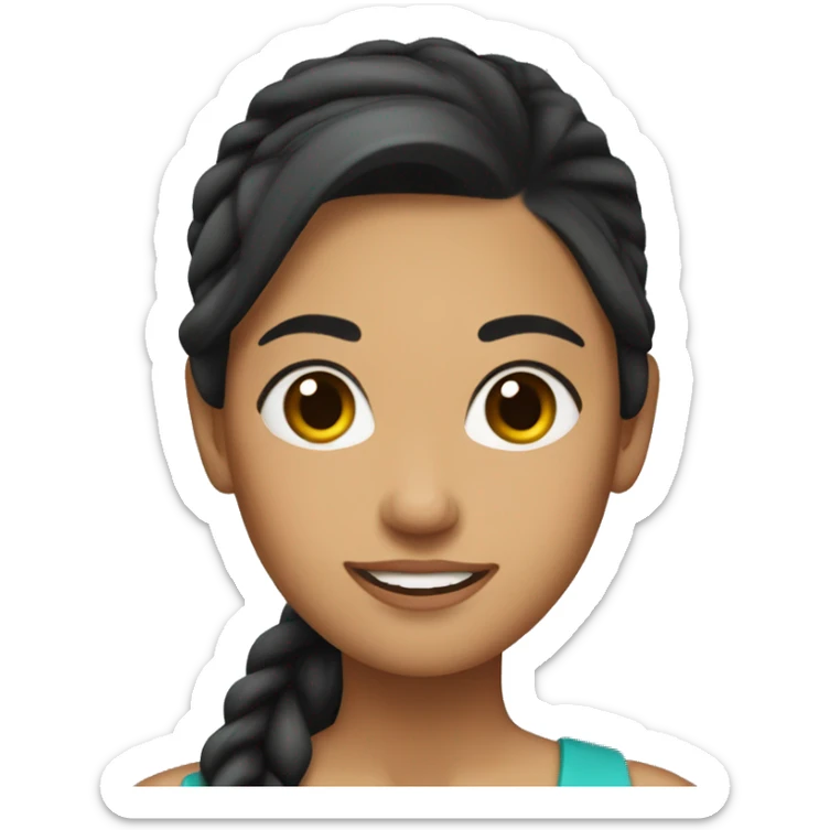 a Latin American woman with dark hair in a ponytail sticker