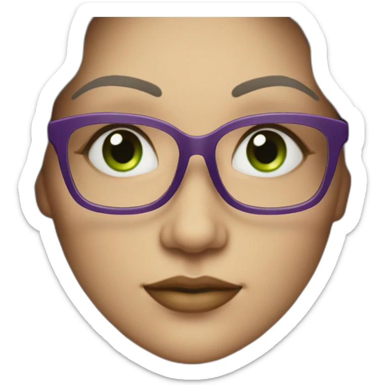 curvy-white-woman-purple-long-wavy-hair-green-eyes-square-glasses sticker