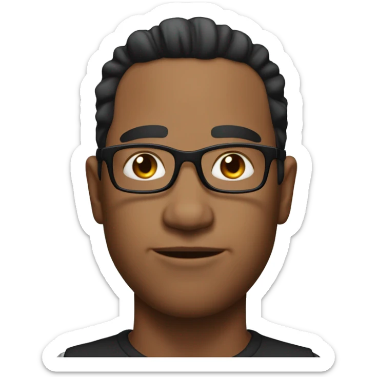 man with black taper fade hair, no FACIAL HAIR and glasses sticker