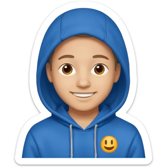 emoji of a person wearing a blue hoodie smiling sticker