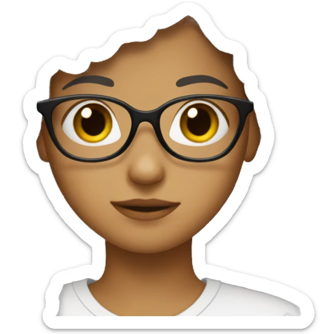 Girl with Brown eyes and hair with black glasses sticker