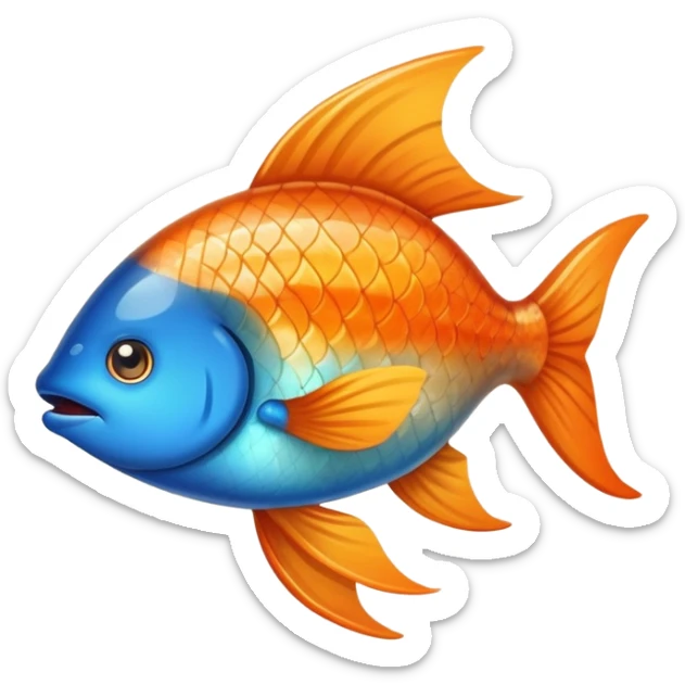 Emoji para uma peixaria,para divulgação da peixaria Eliane pescados com as cores como laranja salmão, bege areia e azul petróleo  sticker