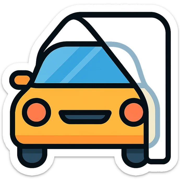 modern colorful icon of a car covered with a transparent protective film sticker