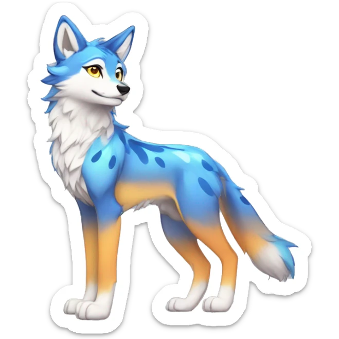 Anthro Colorful Shiny Fionbri-Falvie-sparkle-wolf-sona with spot markings full body sticker