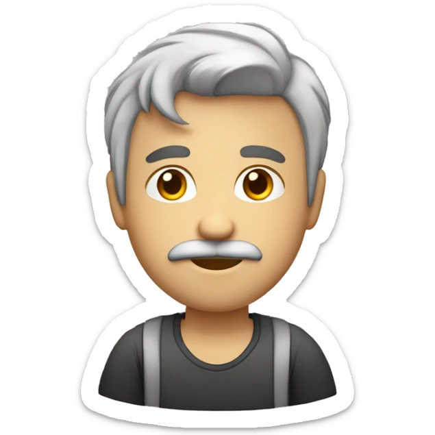 Un chico joven, blanco, sin barba ni bigote, de estatura media, pelo corto y muy serio sticker