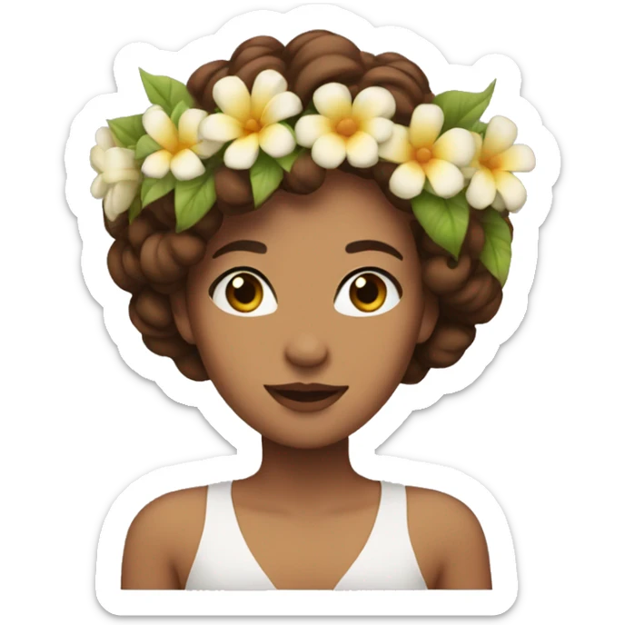 female singer with brown hair wearing a flower crown on her head sticker