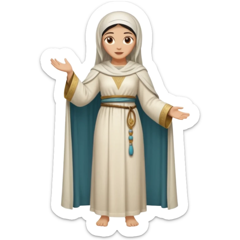 fullbody Jerusalem woman in 1st-century Middle Eastern attire, robe, no head covering or hijab, no religious symbols sticker