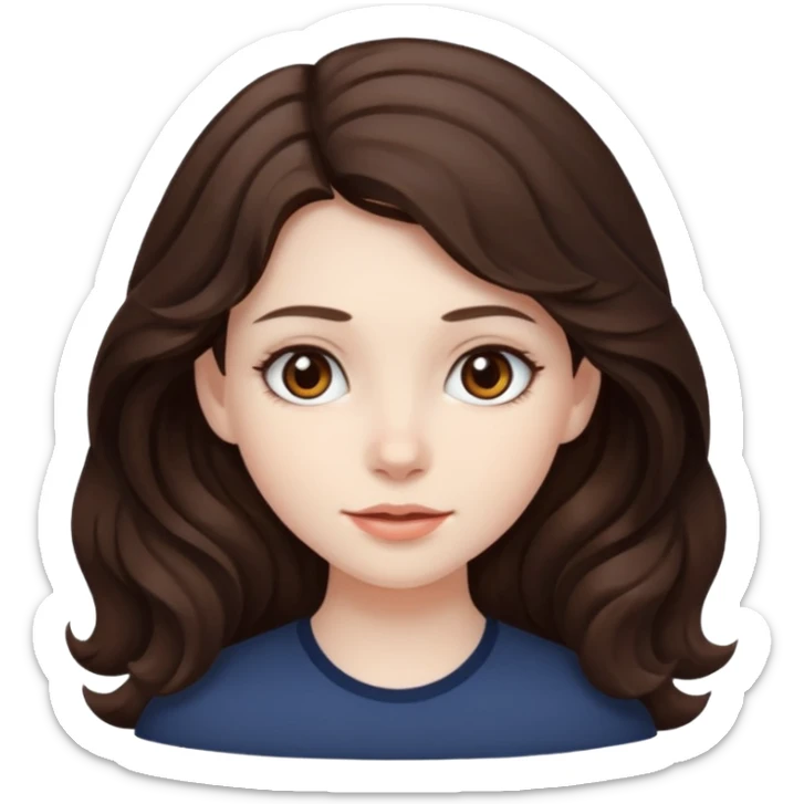 girl with dark wavy brown hair and pale skin with brown eyes sticker