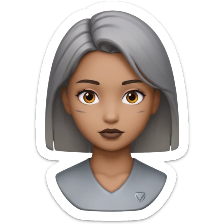 gray metal painted girl bust face included no skin color sticker