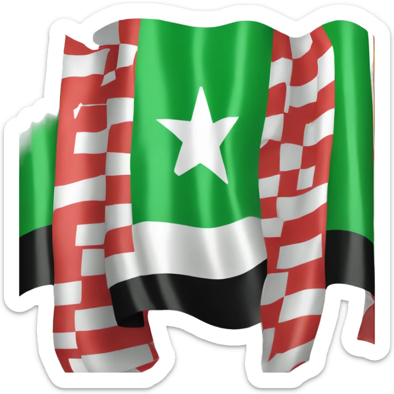 Syrian revolution flag that consist of green layer top then white in middle and black at the end and three red stars in the middle of the white layer sticker