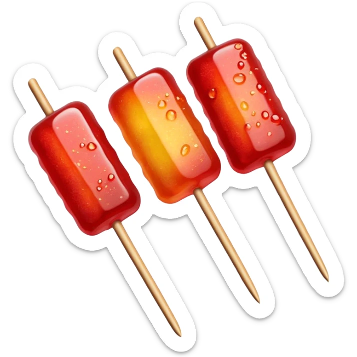 Tanghulu candied fruit skewers with red sugar coating, Chinese street food sticker