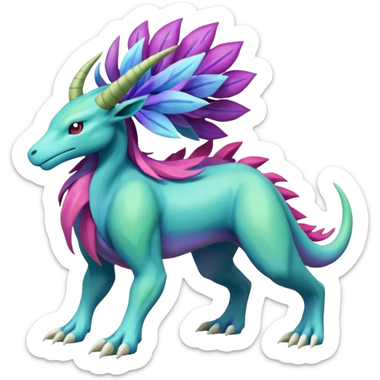 Meganium-Amaura-Suicune-Fakémon-fusion-creature (full body) sticker
