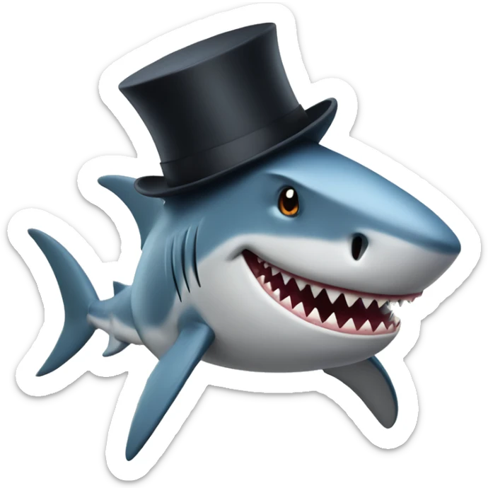 Shark with a top hat sticker