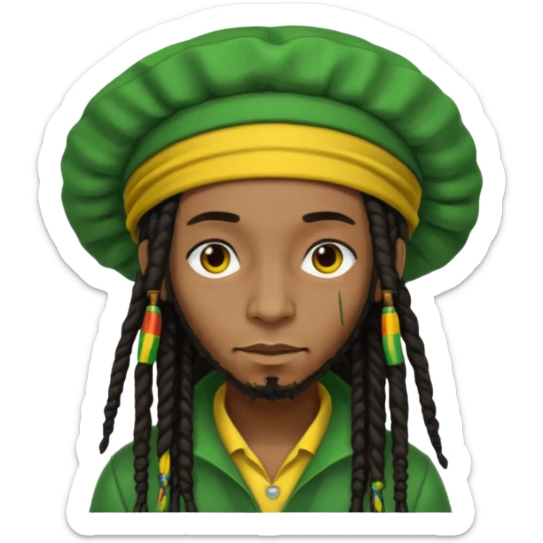 Jamaican dreads with a Jamaican bonnet no person just the hair sticker