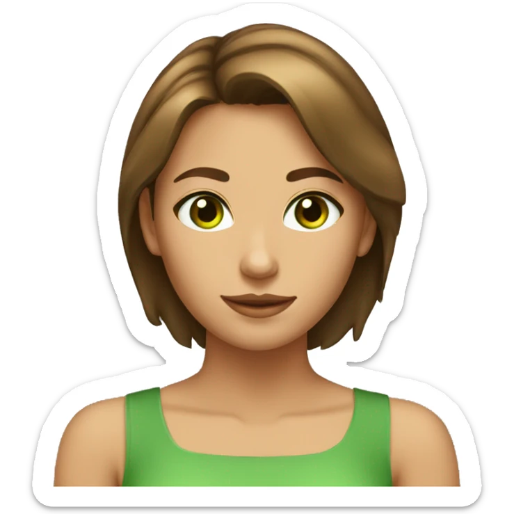 tan girl with short brown hair and green eyes birthday sticker