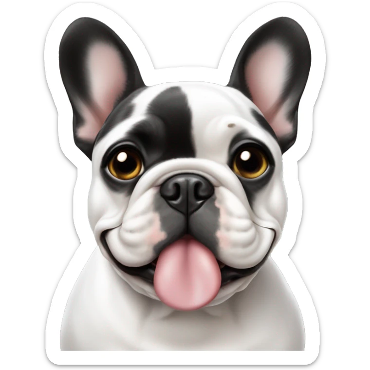 French bulldog, black , white spot chest, blow a kiss sticker