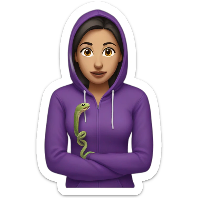 Armenian Woman  with purple hoodie and with a snake tongue outside  sticker