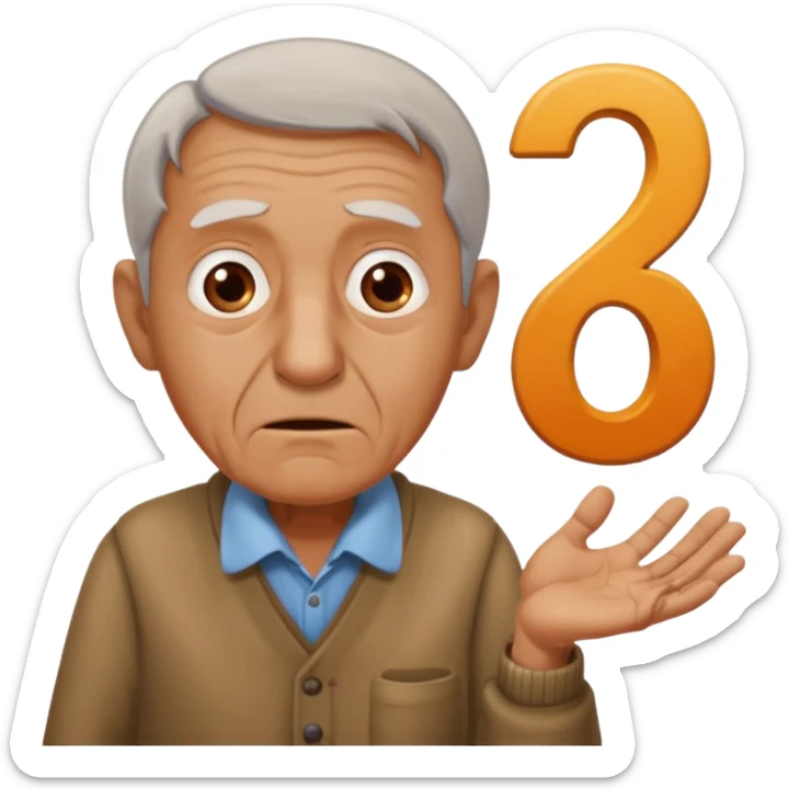 generate iphone emoji of a old gguy hold 7 and 11 numbers on hands scaried sticker