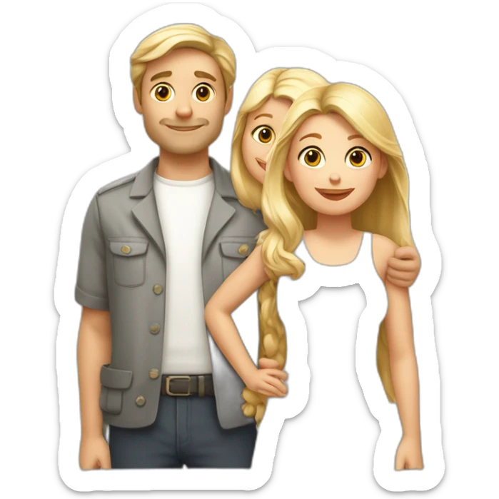 papa mama rubia hijo hija gato negro gato blanco sticker