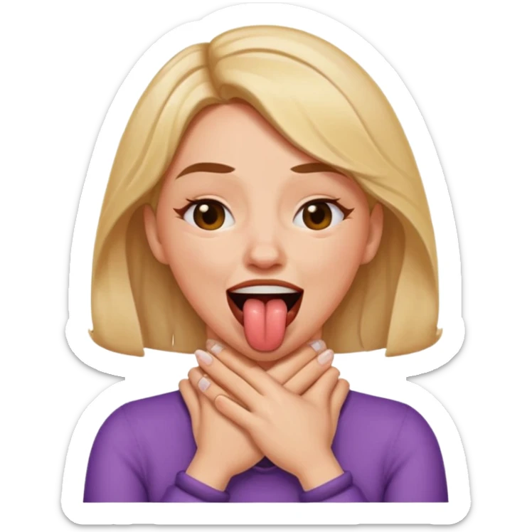 criss cross hands around throat choking self woman emoji tongue out laughing sticker