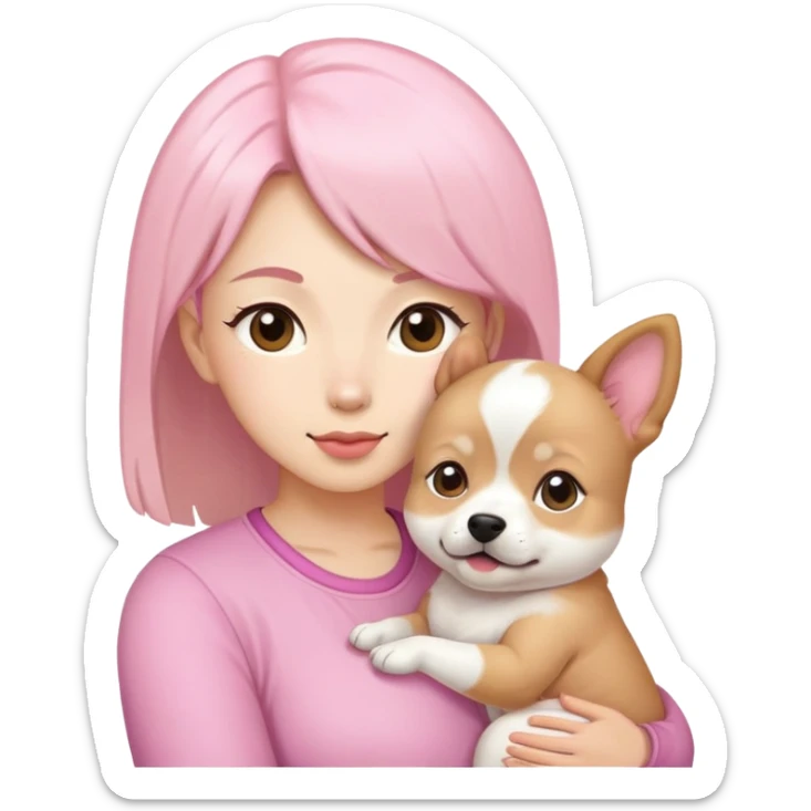Two shichi dogs white  girls, mom and baby girl pink sticker