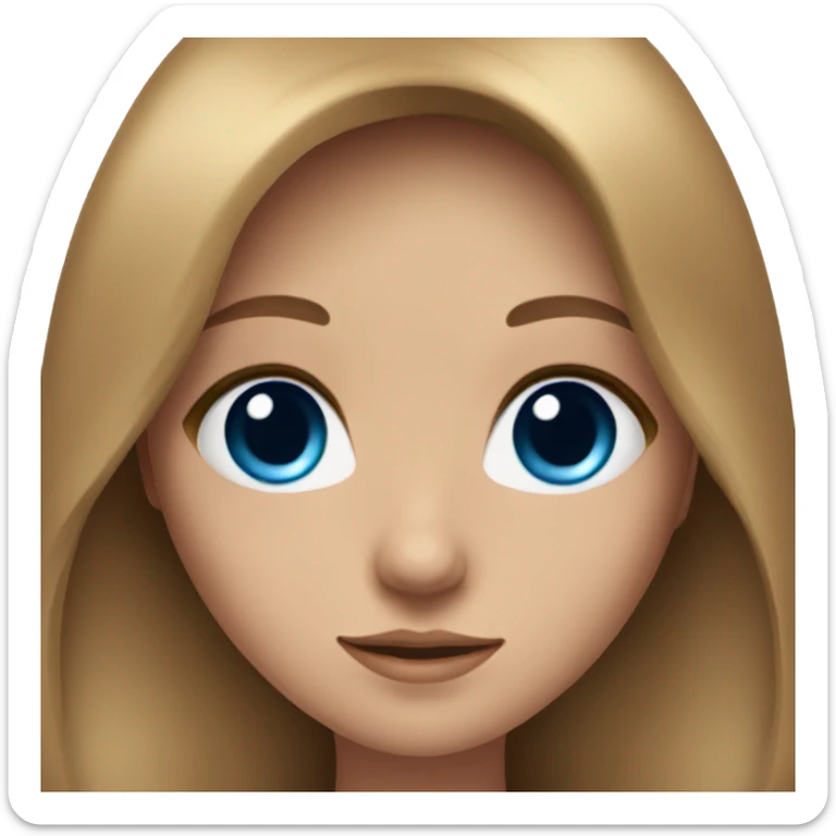 Girl with long brown hair with blue eyes and long eye lashes  sticker