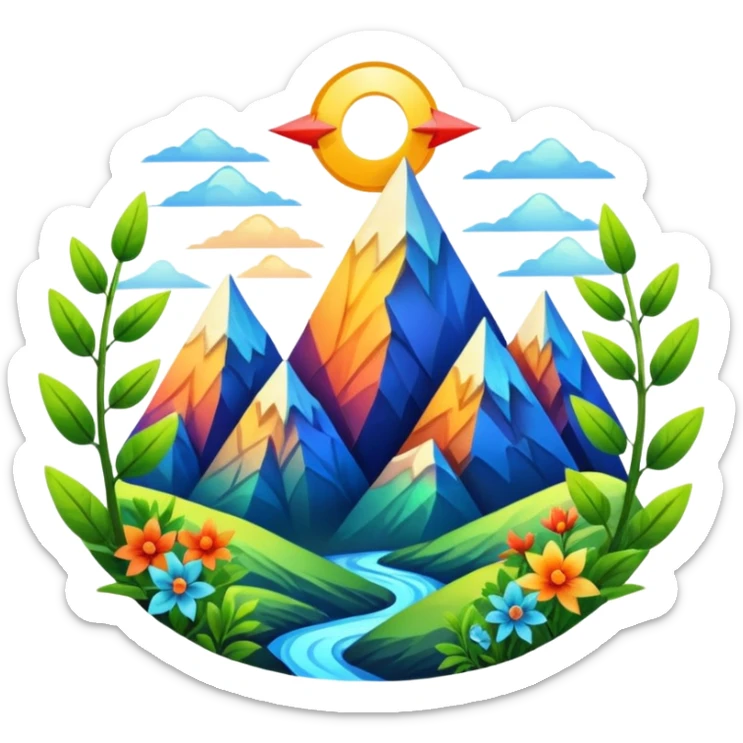 "Generate an inspiring emoji for spiritual growth. Upward arrows, growing plants, ascending light, mountain peaks, or transformation symbols. No human figures - focus on growth, progress, and spiritual elevation through abstract shapes." sticker