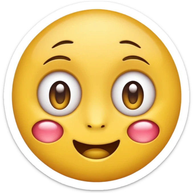 A round yellow emoji face with big eyes, a small smile, and a drop of drool coming from its mouth, in the style of modern phone emojis, clean vector design, flat shading, centered on a plain white background. sticker