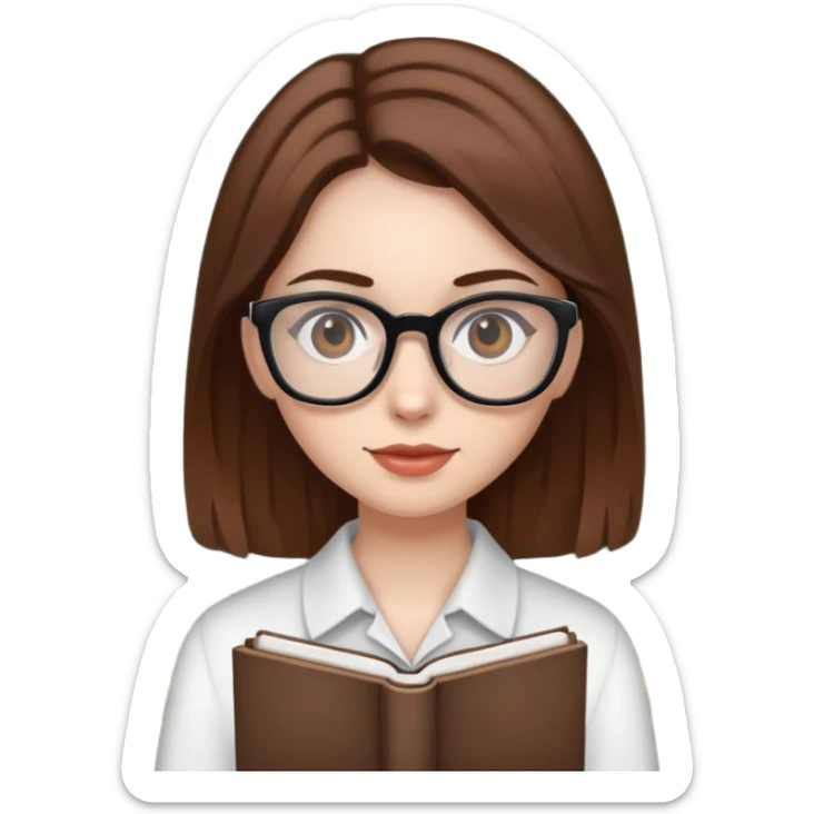 A girl with white skin , brown hair, black eyes who is a English teacher sticker
