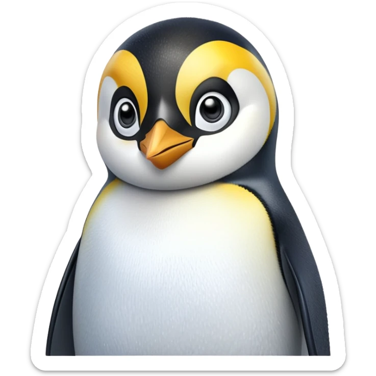 cinematic-adult-emperor-penguin-portrait-emoji,-head-tilted-playfully-and-inquisitively,-with-glossy,-pristine-plumage,-sparkling-eyes-filled-with-curiosity,-simplified-yet-irresistibly-adorable-features, black face sticker