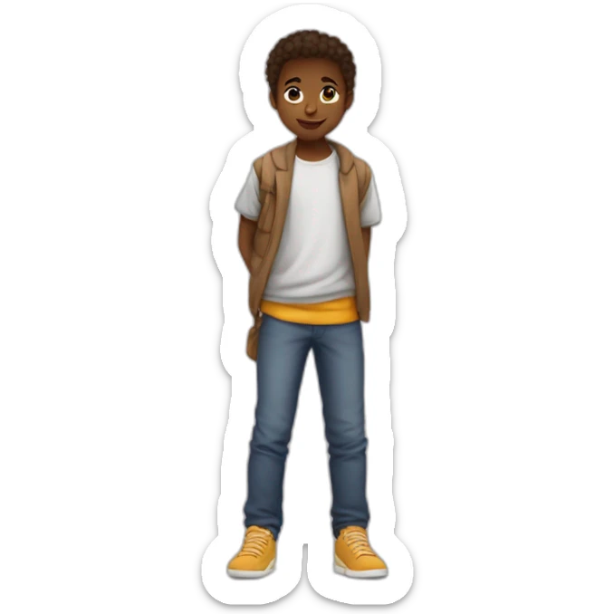 garçon metisse qui court derriere une fille metisse petite  sticker