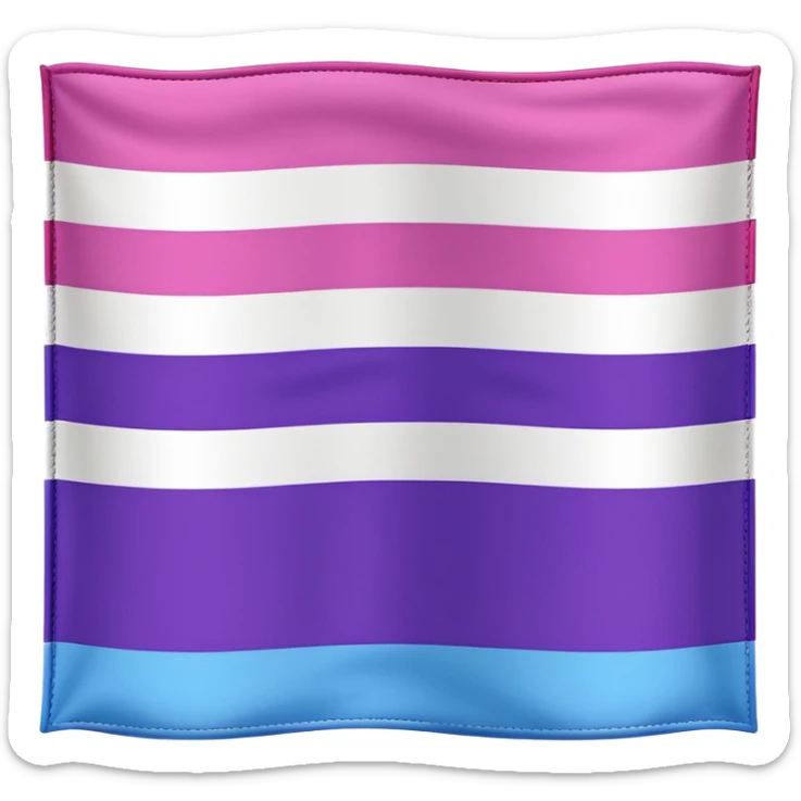 I want a flag, I want it to have three stripes and I want the stripes to be horizontal. I want the first stripe at the very top of the flag to be pink 🩷. The middle stripe will be the color purple 💜. And finally the bottom stripe will be the color blue 💙. sticker