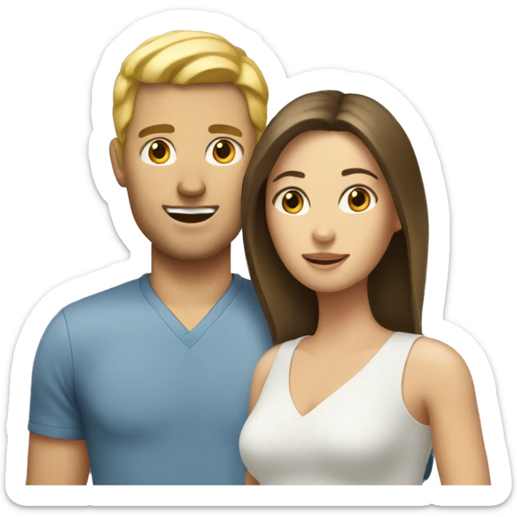 blond hair man with brunette woman  sticker