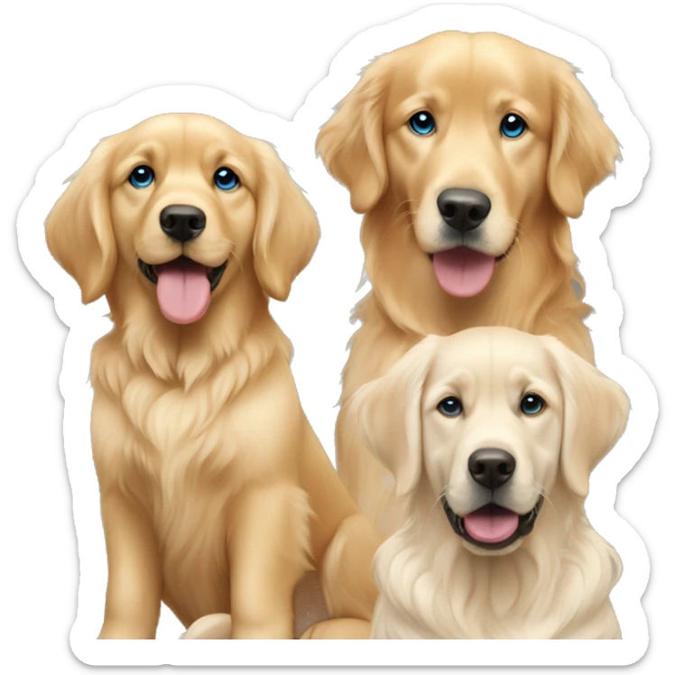 Golden retriever with blonde girl and blonde boy with blue eyes  sticker