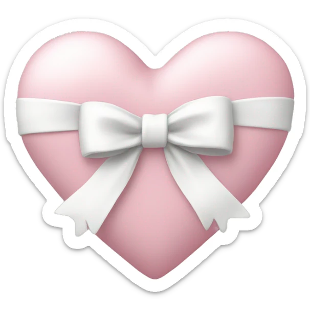 Pastel pink heart with white bow sticker