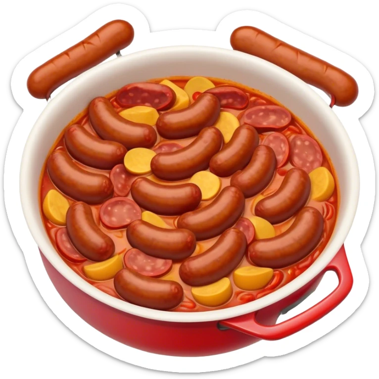 Cinematic Realistic Chorizo Dish Emoji, featuring spicy, robust sausage slices rendered with vivid textures and dynamic, appetizing lighting. sticker