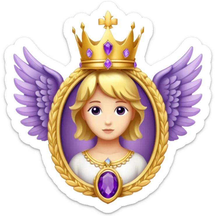 4th place award Number in frame decorated with golden angel  wings and amethyst  stone and small crown on a top sticker