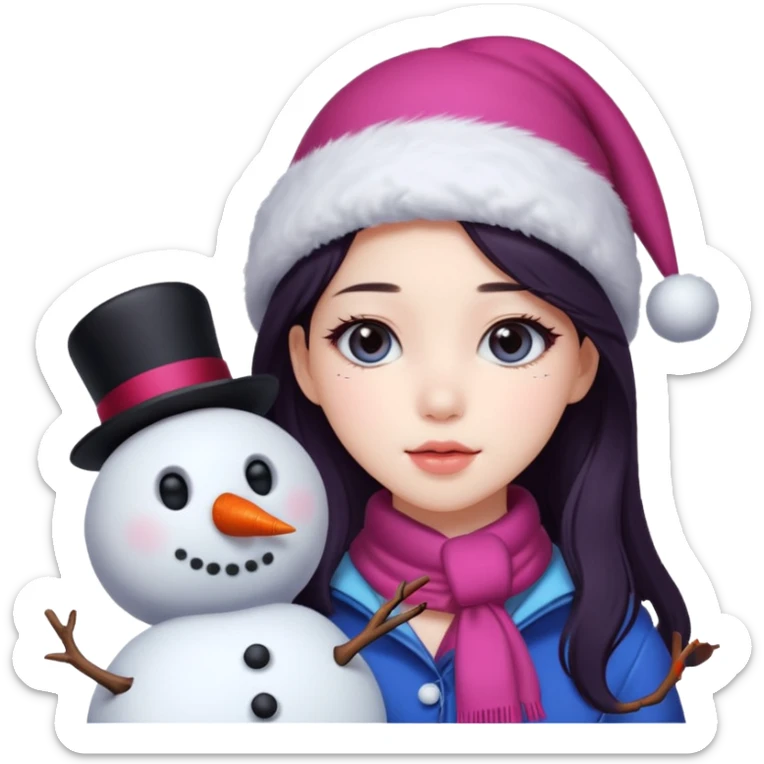 Jisoo blackpink coquette avec un bonhomme de neige
 sticker