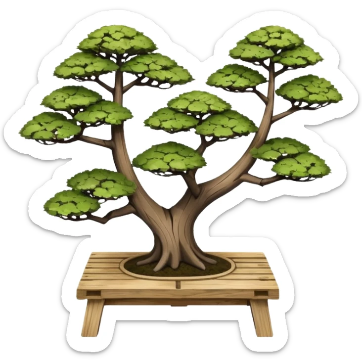 standing slanted bonsai trees rack made from the wood of old oak pallets  sticker