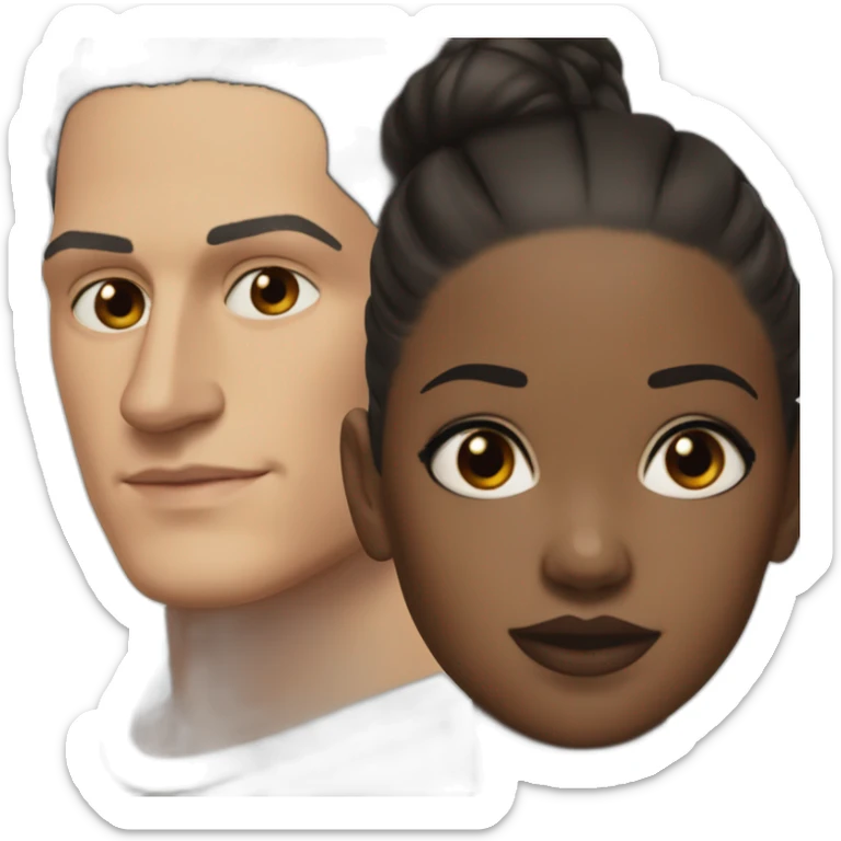 Wentworth miller and a black girl brown eyes and sblack hair in a bun sticker