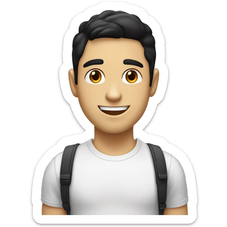 white boy black hair talking in the cellphone in ears brow eyes only faca smile sticker