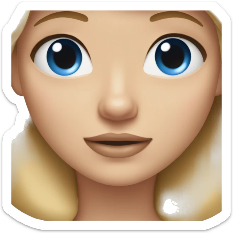 girl with blonde hair and blue eyes and beagle sticker