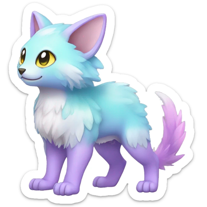 Cute cool pastel shiny colorful animal hybrid Fakemon full body sticker