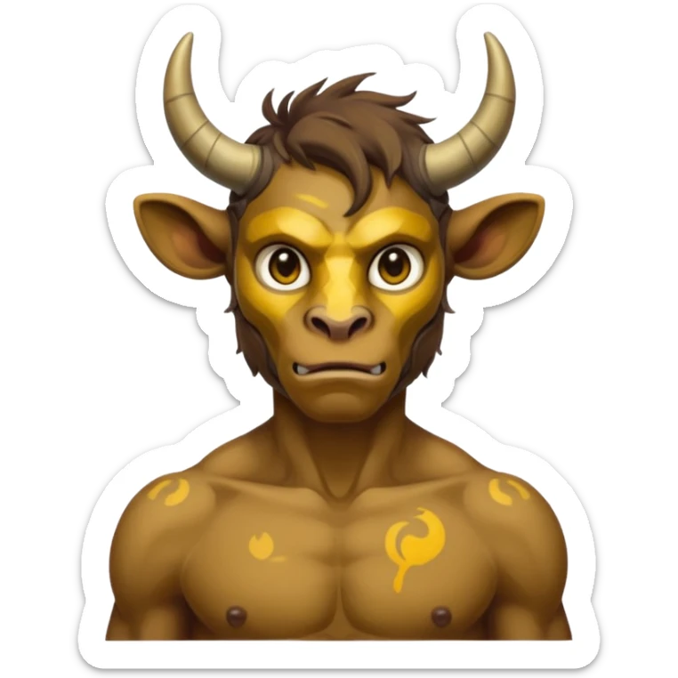 solarpunk style, oil paint - skinny The Minotaur publicly accuses his mother sticker