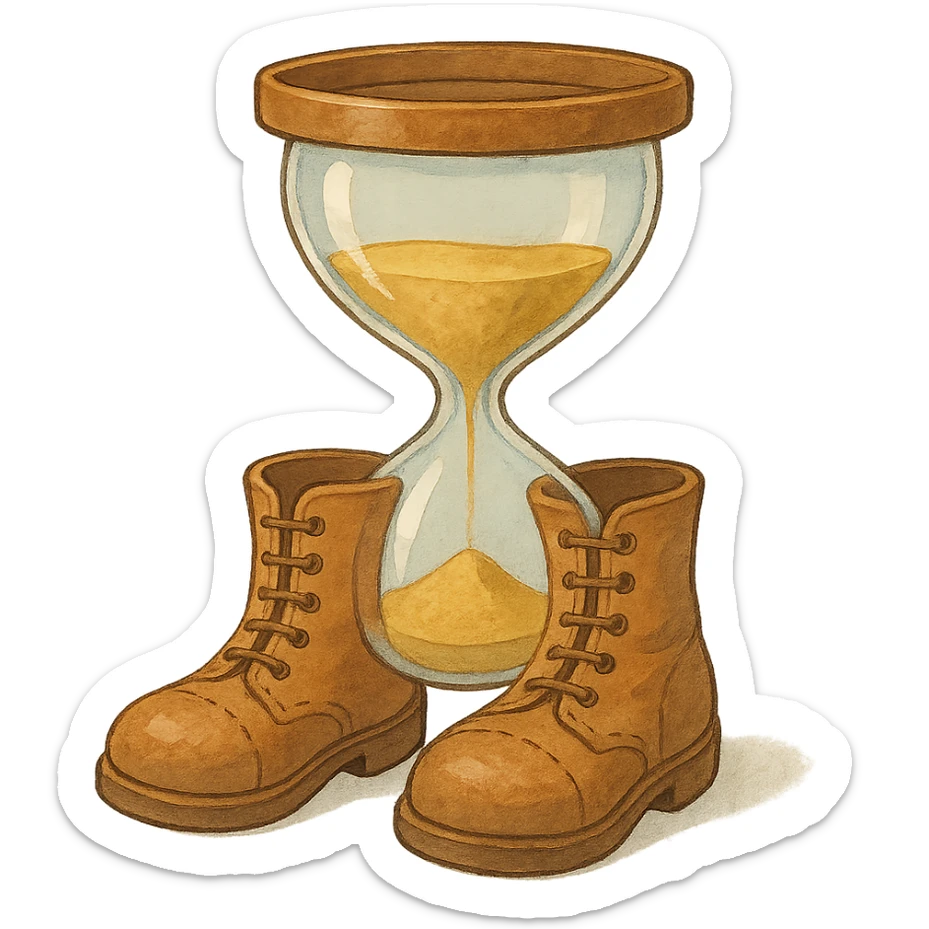 ghibli style illustration of an hourglass shaped like shoes sticker