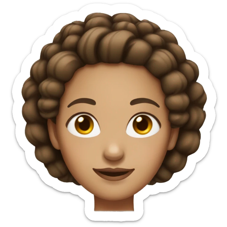 woman with brown hair, light skin and with a special hairstyle like a bun sticker