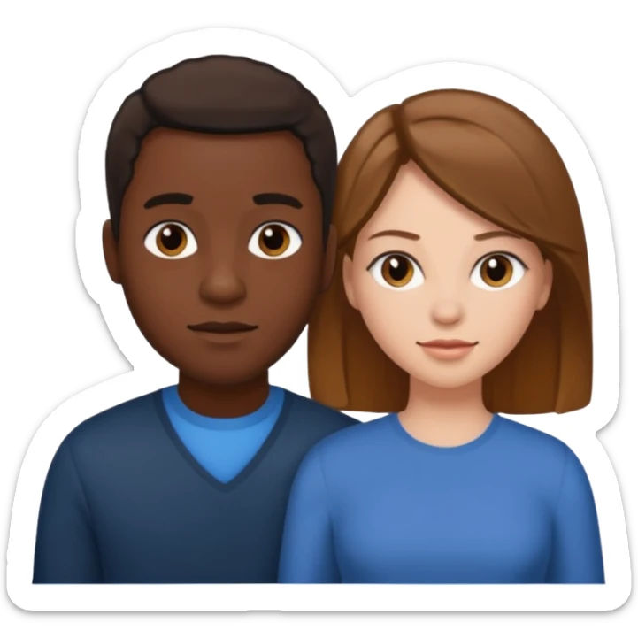 Black man short hair and white woman with long brown hair sticker